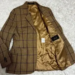 美品⭐️DAKS テーラードジャケット　格子柄　チェック　ゴールド　黄土色　伊製