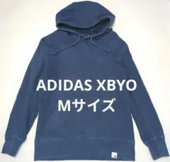 adidas XBYOパーカー青Mサイ 首にXプリント ビンテージ