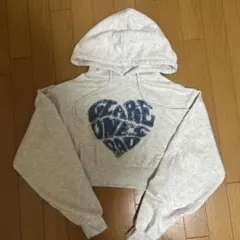 INGNI ハート刺繍 フード付きパーカー ショート丈　グレー