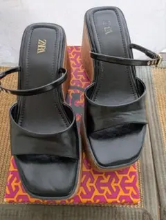 ZARA ウェッジサンダル ブラッ ク 36 (23.4cm)のサムネイル