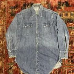 50's LEVI'S ショートホーン　デニムシャツ　Ｌ相当　ヴィンテージ　菱形