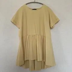 ラ　エフ 半袖 イエロー ペプラム マシュマロポンチペプラムカットソー 洗えるのサムネイル