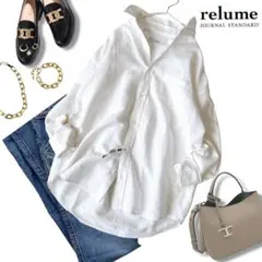 レリューム◆リネン　コットン　シャツコールビッグスキッパー　羽織り　ゆったり