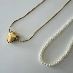 ネックレス2本セット　3way使い ゴールド、パール2色