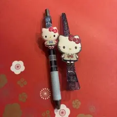 キティちゃん　髪留めクリップ、ボールペンセット