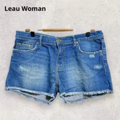 ザラ ZARA デニムショートパンツ M相当 青 ダメージ加工