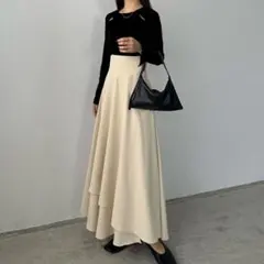 【新品】callautia/ラップ風ハイウエストフレアスカート