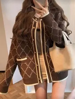 カーディガン　ブラウン　セーター　ニット