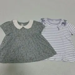 futafuta 鳥柄半袖　ストライプ Tシャツ 120cm 2枚セット