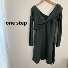 one step ダークグリーン 長袖　ワンピース　海外古着