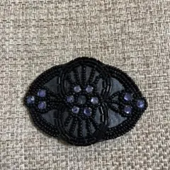 ビーズ刺繍 黒 紫 ヘアピン バレッタ クラシカル アンティーク ゴシック