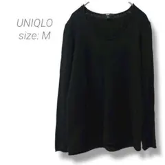 【ユニクロ】UNIQLO カシミヤニット　セーター ブラック M 伸縮性 長袖