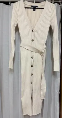 FOREVER 21 リブニット ロングワンピース アイボリー