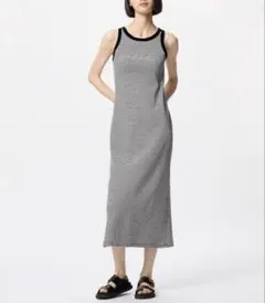 UNIQLO リブブラワンピース/ストライプ/丈長め