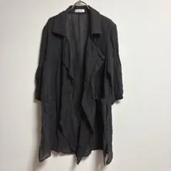 ✨良品✨ ピノーレ【38】ロングシャツ 羽織 薄手 襟付き 春夏 黒 袖ゴムのサムネイル