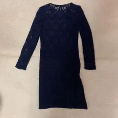 ZARA 紺色　総レース　ワンピース