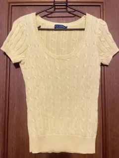 美品　Ralphラルフローレン ケーブル　ニット　イエロー　半袖.