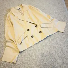 春夏麻綿混♥︎ジーナシス♥︎長袖テーラードジャケット【F】 ベージュ　ゆったり 旅行