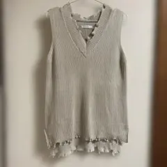 JEANASIS ベージュ Vネック ニットベスト