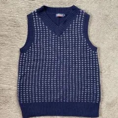 New Yorker KAZZOCネイビー柄ニットベスト　トラッドMサイズ