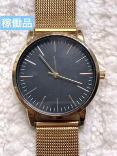 稼働品　H&M 腕時計 ゴールドカラー メッシュベルト　新品電池のサムネイル