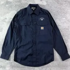 カーハート 長袖ワークシャツ パッチワッペン S~M相当 ネイビー