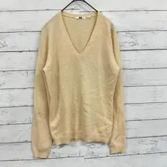 ユニクロ カシミヤVネックセーター クリーム M　トップス　レディース