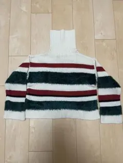 ZIDDY ストライプタートルネックニット