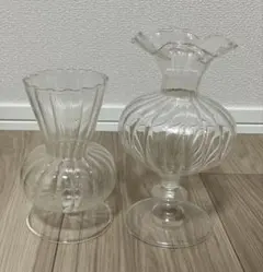 美品アンティーク ガラス花瓶 2点セット