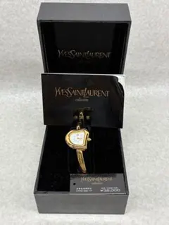 美品 希少 レア品 イブサンローラン ゴールド ハート バングルウォッチ 元箱のサムネイル
