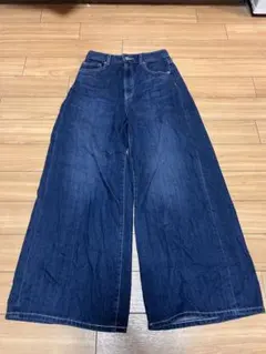 ダークブルー デニム ワイドパンツ