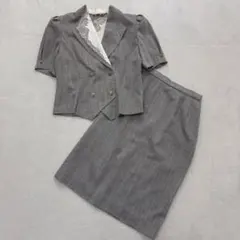 HOMME ET FEMME/スカートセットアップ/半袖ダブルジャケット/灰/9