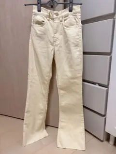 ZARA CROP FLARE イエローデニム 34