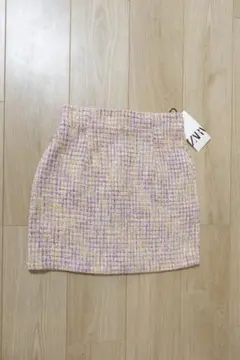 ツイード風タイトスカート ピンク系