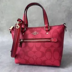 ★美品★ COACH コーチ ショルダーバッグ シグネチャー エレガントな赤 コーチ ショルダーバッグ レディース シグネチャー レッド COACH 27583