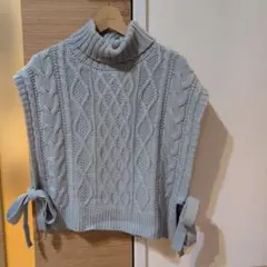 【INGNI】 タートルネック ノースリーブ ケーブル編み