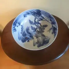 青白磁の風景画 大皿