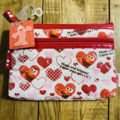 【タグ付き新品】セサミストリート エルモ ハート柄ペンケース