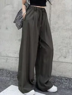 DAZY ドロストウエスト ワイドレッグ カジュアルパンツ XL