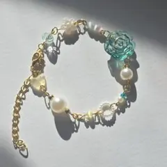 ハンドメイド ブレスレット 薔薇モチーフ