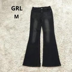 GRL グレイル フレアデニムパンツ ブラック ウォッシュ加工 Y2K ギャル