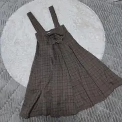 ブラウン系チェック ジャンバースカート