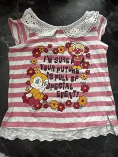 アンパンマン Tシャツ ピンクストライプ