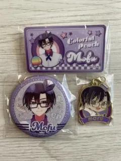 カラフルピーチもふくんダイナーラメキラ缶バッジお名前バッジチャーム３点セット