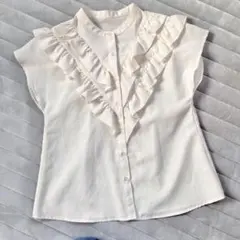 しまむら MUMU&co ラッフルフリルブラウス　アイボリー　Ｍ