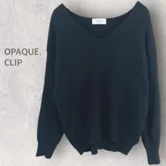 【オペークドットクリップ】ニットプルオーバー L　Vネック セーター 無地
