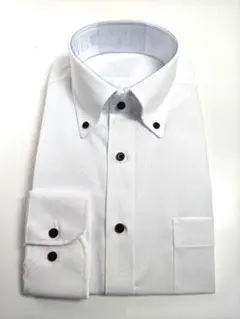 形態安定シャツ L41-85 コットンポリエステル ボタンダウン 白ドビー 新品