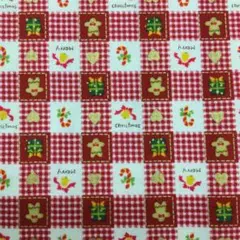 【レトロ】クリスマス生地1ｍ クリスマス ブロック　レッド