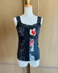 ANTIPAST アンテパスト レースキャミ M パッチワーク風 黒のサムネイル