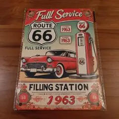 ルート66 ブリキ看板 インテリア雑貨 Route66 ガソリンスタンド